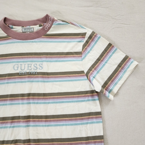 Guess Other - Guess Originals striped muted tee embroidery spellout mens small